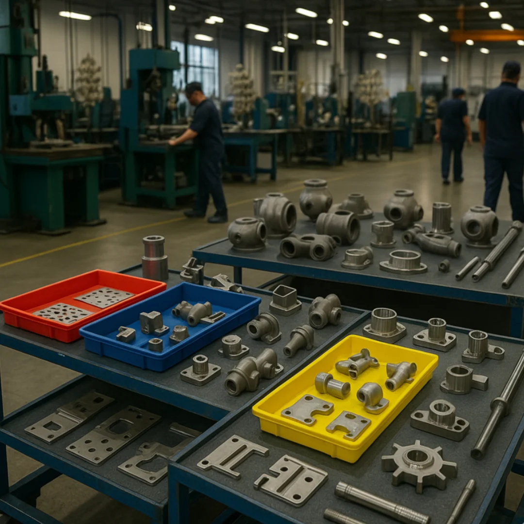 a range of investment casting parts on display