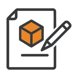 prototyping icon Document with cube and pencil icon